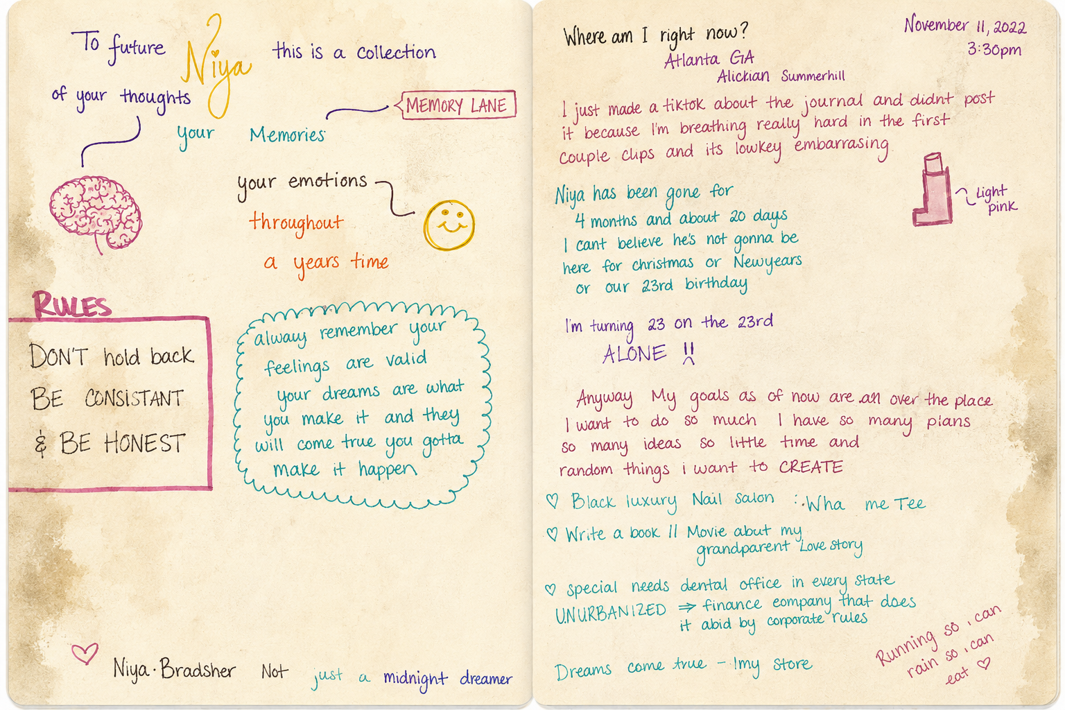 Handwritten journal entry from November 11, 2022